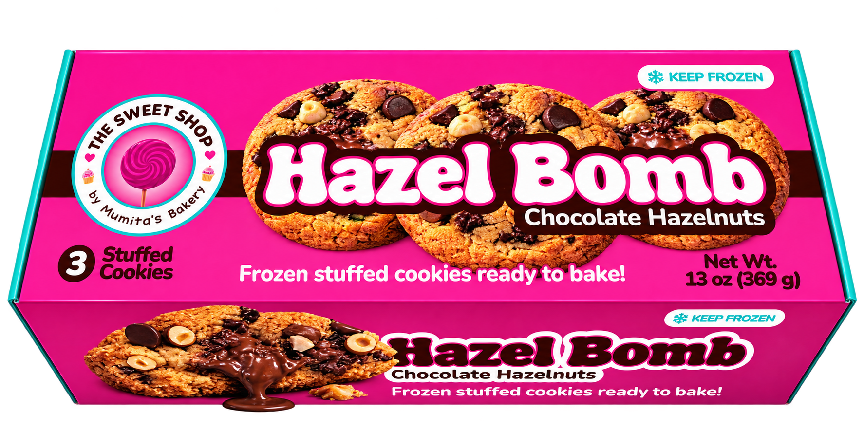 Hazel Bomb frozen cookie box